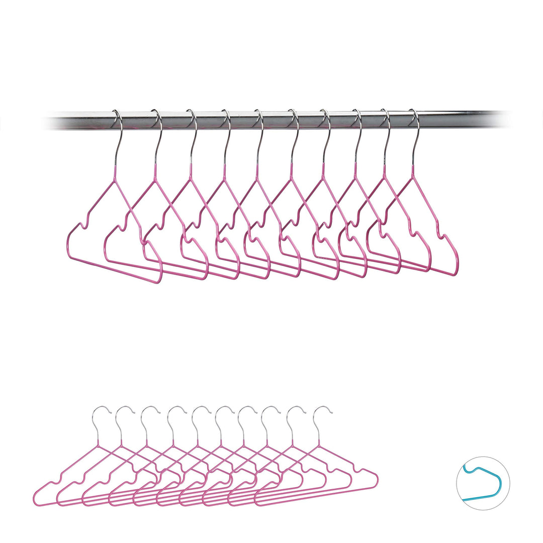 Relaxdays 80 x Kinderkleiderbügel, platzsparende Drahtbügel Mädchen, Babybügel mit Kerben, PVC-besch