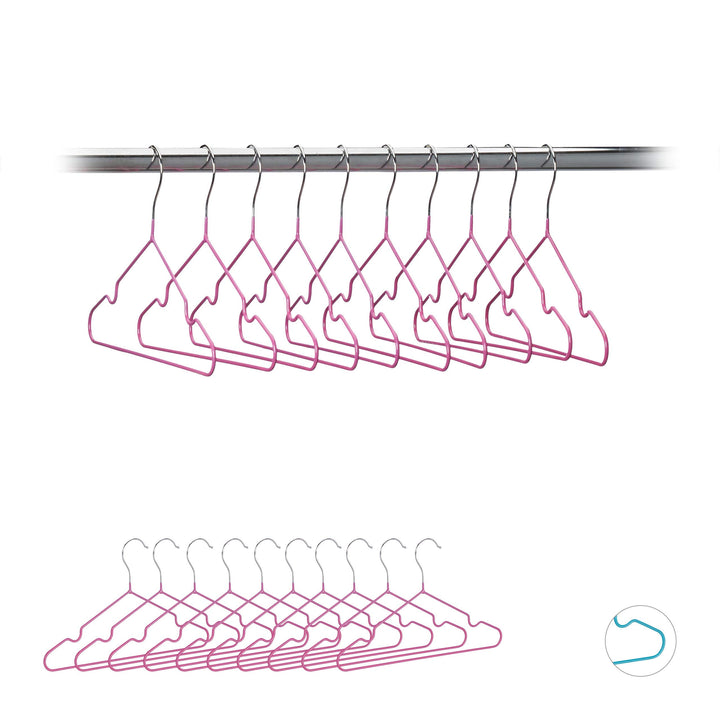 Relaxdays 80 x Kinderkleiderbügel, platzsparende Drahtbügel Mädchen, Babybügel mit Kerben, PVC-besch
