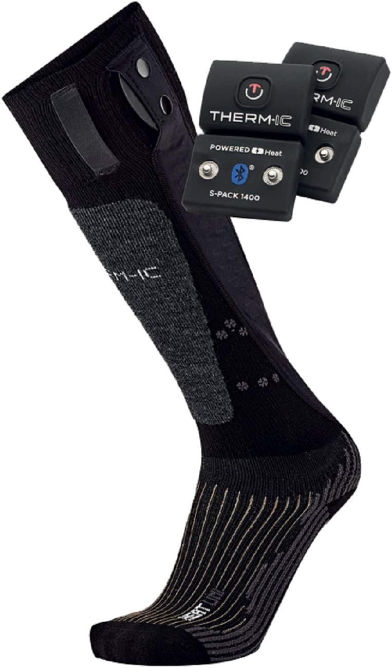 therm-ic PowerSocks Set Heat Uni + S-Pack 1400B Heated Socks + Battery Spack 1400 Bluetooth, Black T
