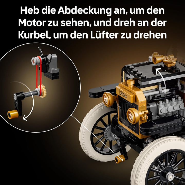 LEGO Icons Ford Model T - Retro Auto Modellbau für Erwachsene - Sammler Ausstellungsset mit Stofffal