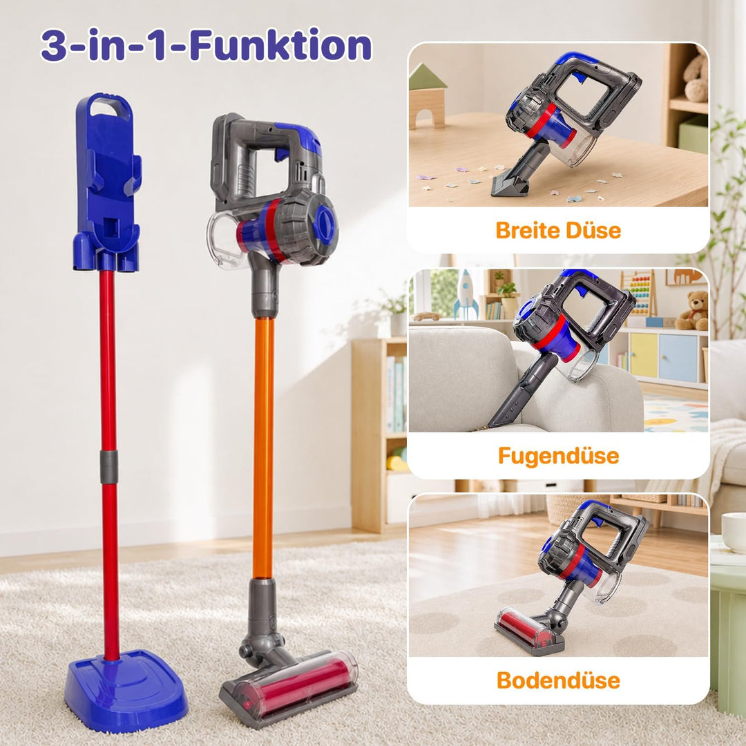 3-in-1 Kinderstaubsauger Spielzeug mit echter Saugfunktion Lila, Lila