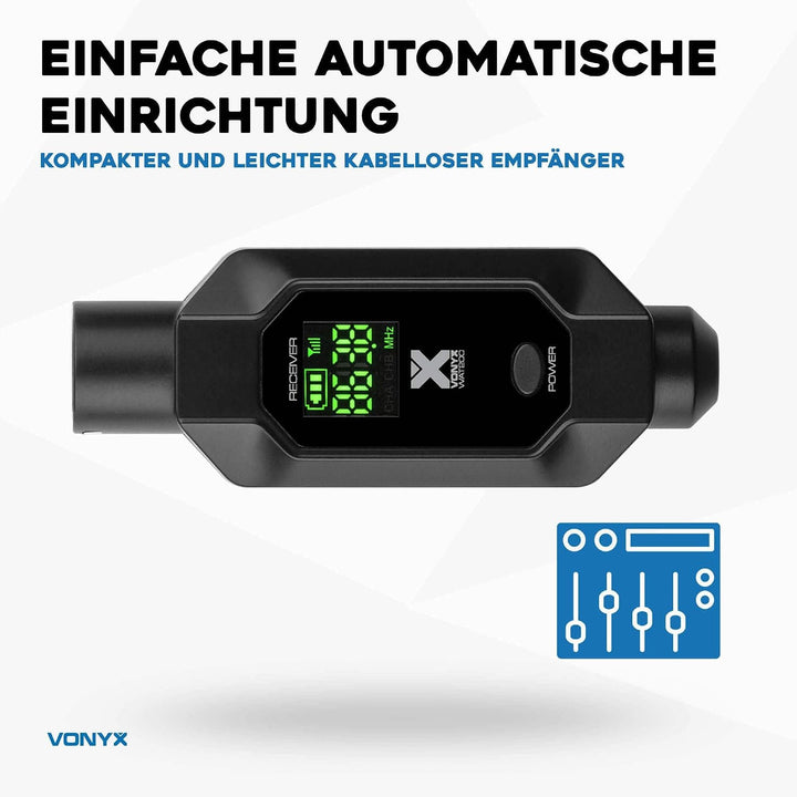 Power Dynamics WAT200R – XLR Funk Empfänger für Mikrofon Kabellos, 70m Reichweite, Wireless Funk Mik