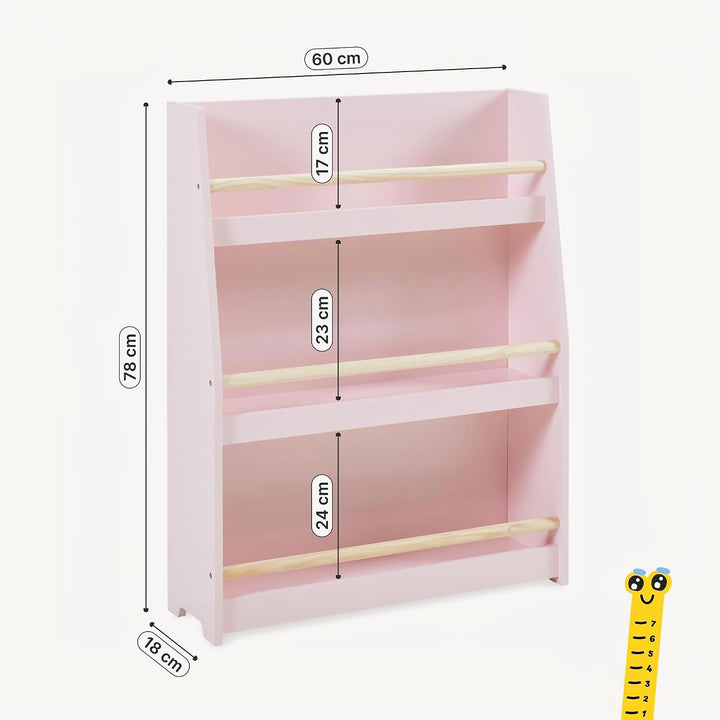 [en.casa] Kinder Bücherregal Virer Kinderregal mit 3 offenen Fächern Aufbewahrung Montessori Standre