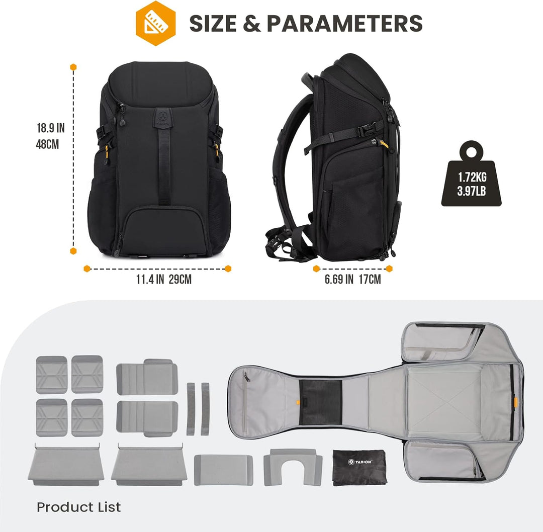 TARION Kamerarucksack Wandern Fotorucksack Gross Kamerarucksäcke Wasserfester Kamera Rucksack mit La