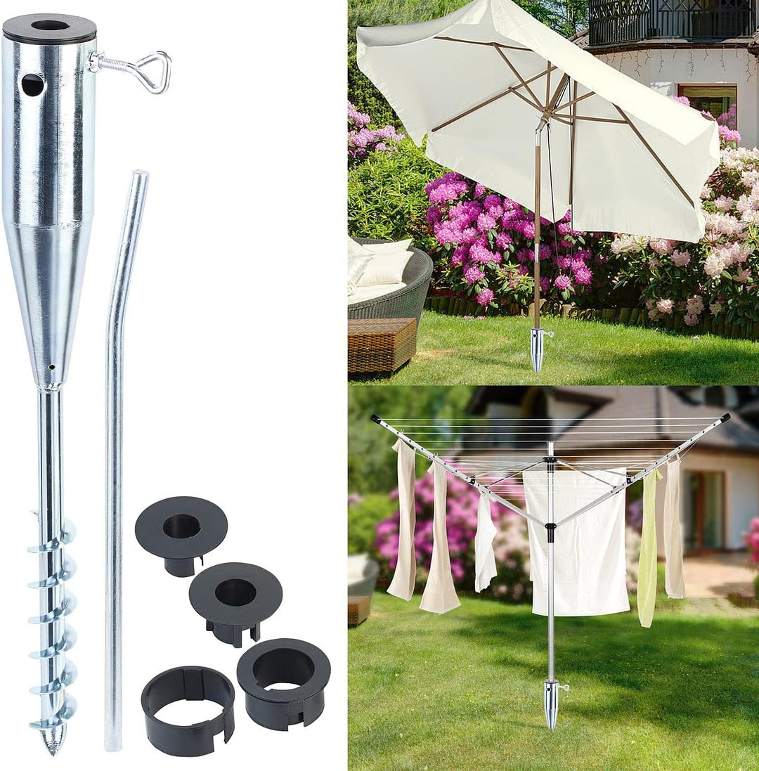 Royal Gardineer Bodenhülse Sonnenschirm: 2er-Set Universal Stahl-Sonnenschirmständer mit Bodendübel,