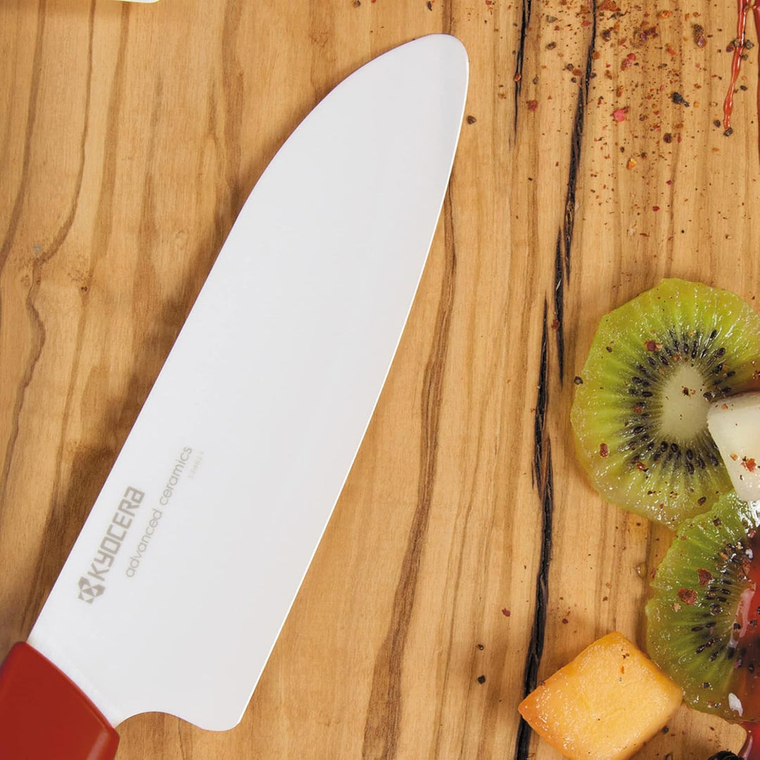 KYOCERA GEN COLOUR Santoku Keramikmesser FK-140WH-RD Santokumesser mit extrem scharfer Keramikklinge
