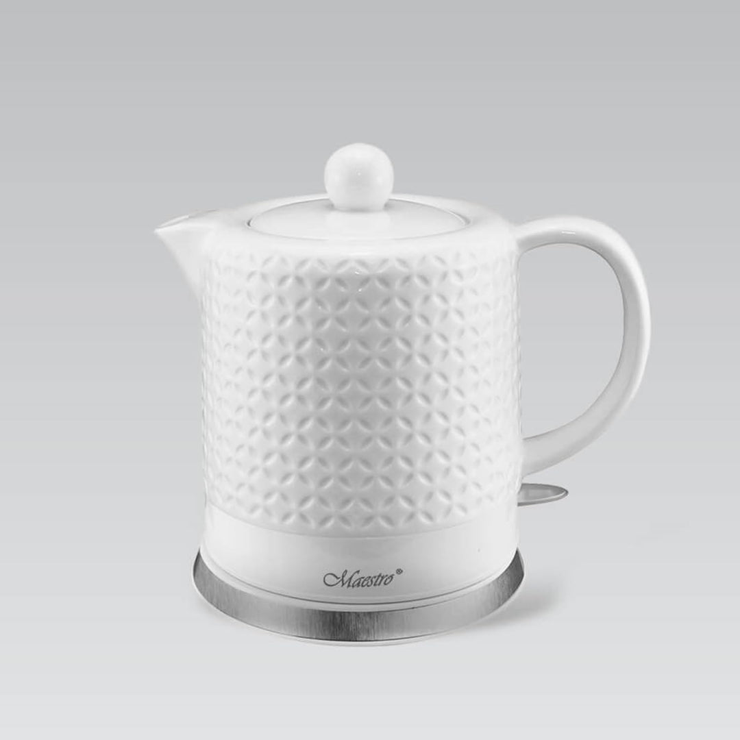Maestro Keramik-Wasserkocher 1,2 l 1200 W | Weiss Verdeckter Heizstab Drehbarer Sockel Automatische