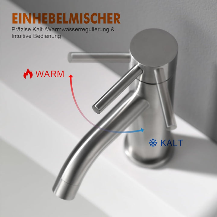 Ibergrif Wasserhahn Bad Mischbatterie, Waschtischarmatur Infache Montage, Armatur für Waschbecken, B