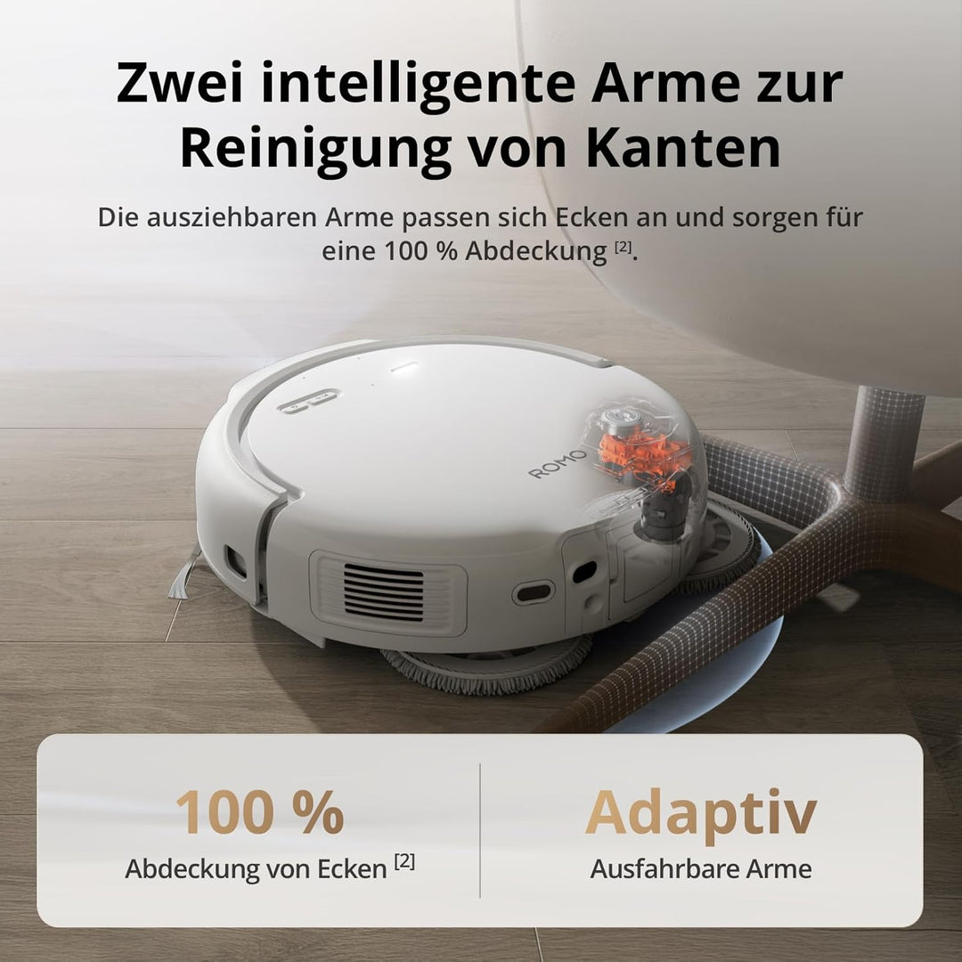DJI ROMO S mit Zubehörset, Saugroboter mit Wischfunktion, 25.000 Pa Saugkraft, Hinderniserkennung au