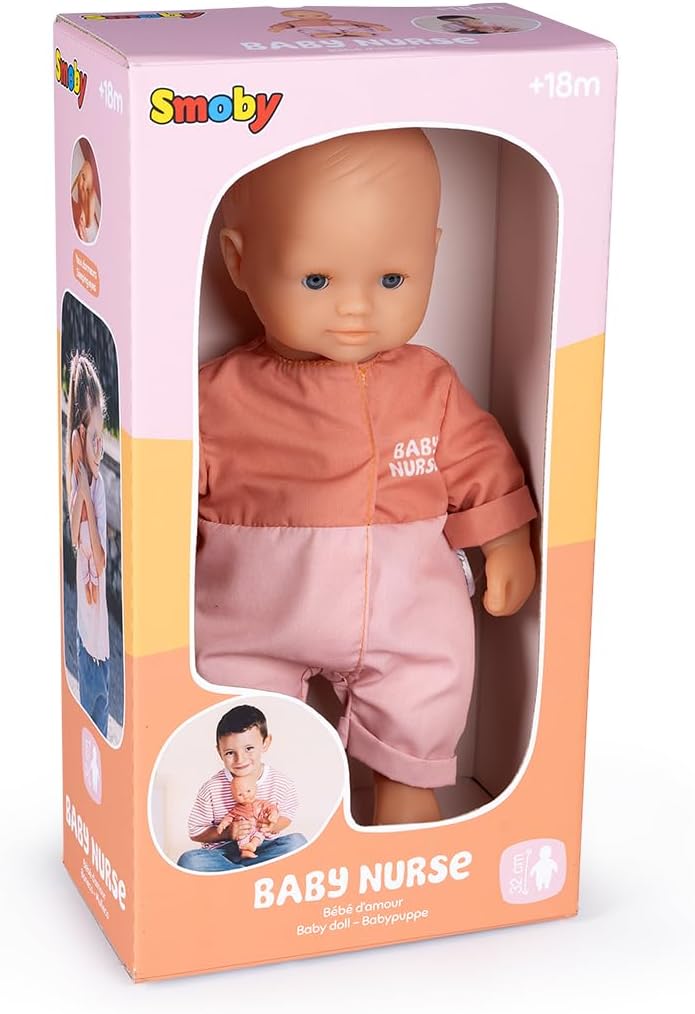 Smoby - Baby Nurse Puppe - Babypuppe, 32 cm gross mit Schlafaugen & weichem Körper - Rollenspiel & P
