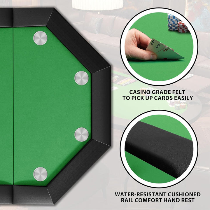 Pokertisch 8 Spieler Klappbar Achteckig Grün Casino Poker Tisch Achteckiger Spieltisch Mit Filzbezug
