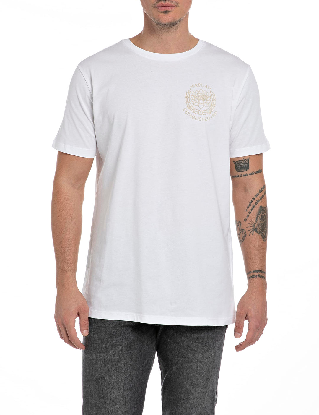 Replay Herren T-Shirt XS Optical White 001, XS Optical White 001
