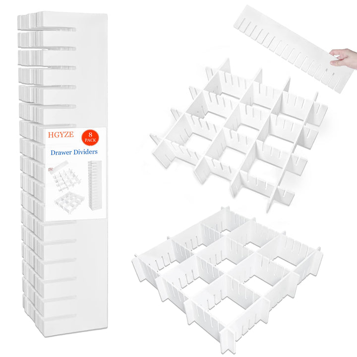 HGYZE Schubladentrenner Verstellbar 9cm Hoch, Schubladenteiler 42cm länge, Weiss Schubladen Organize