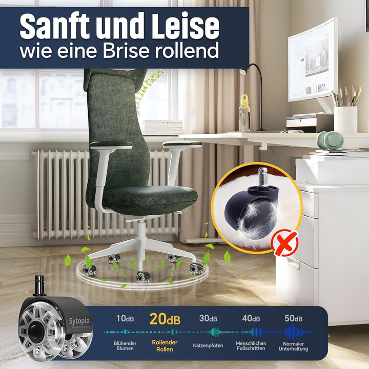 Sytopia Bürostuhl Rollen 10 x 22mm, Rollen Für Bürostühle 70mm, Gummi Bürostuhlrollen, 5er-Set, Für