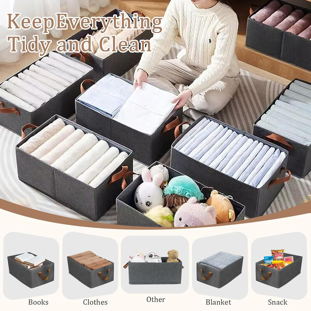 Aufbewahrungskörbe, zusammenklappbare Aufbewahrungsbox, 4 Stück, Stoff-Kleiderschrank-Organizer mit