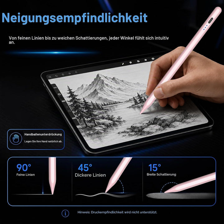 Pencil 1. Generation für iPad 11 (2025-2018), HATOKU Stift für Tablets mit Neigungsempfindlichkeit &