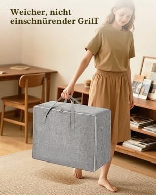 HOLULO Aufbewahrungstasche Gross, Aufbewahrungstasche für Bettdecken mit verstärktem Griff und Stabi