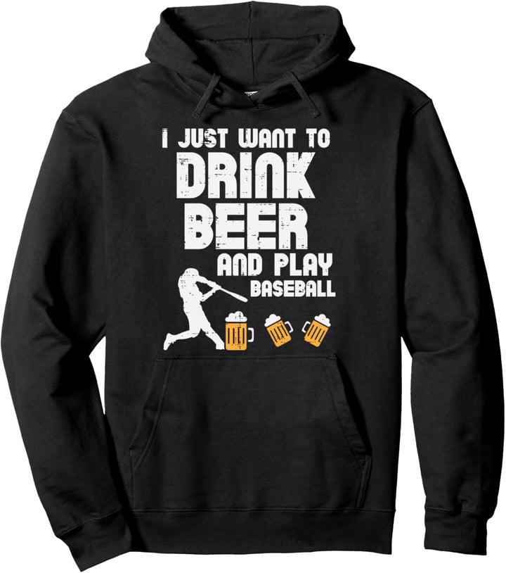 Drink Beer Play Baseball Funny Drinking Player Men Women Pullover Hoodie