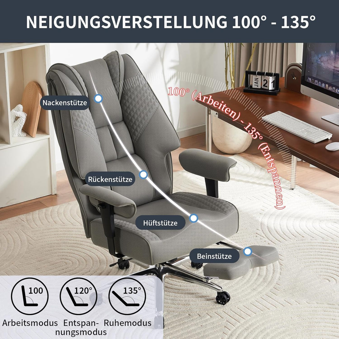 Ergonomischer Mesh-Bürostuhl – Executive Drehstuhl mit verstellbaren Armlehnen, Formschaum- & Tasche