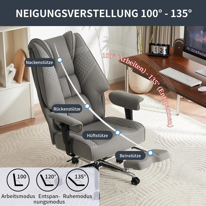 Ergonomischer Mesh-Bürostuhl – Executive Drehstuhl mit verstellbaren Armlehnen, Formschaum- & Tasche