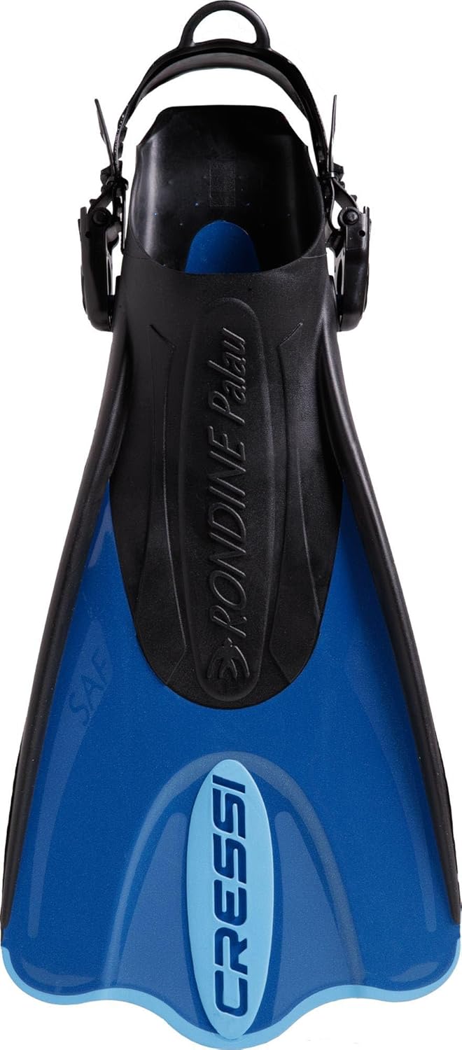 Cressi Palau Saf Fins Einstellbare Kurze Flossen zum Schwimmen und Schnorcheln Blau/Hellblau L-XL, B