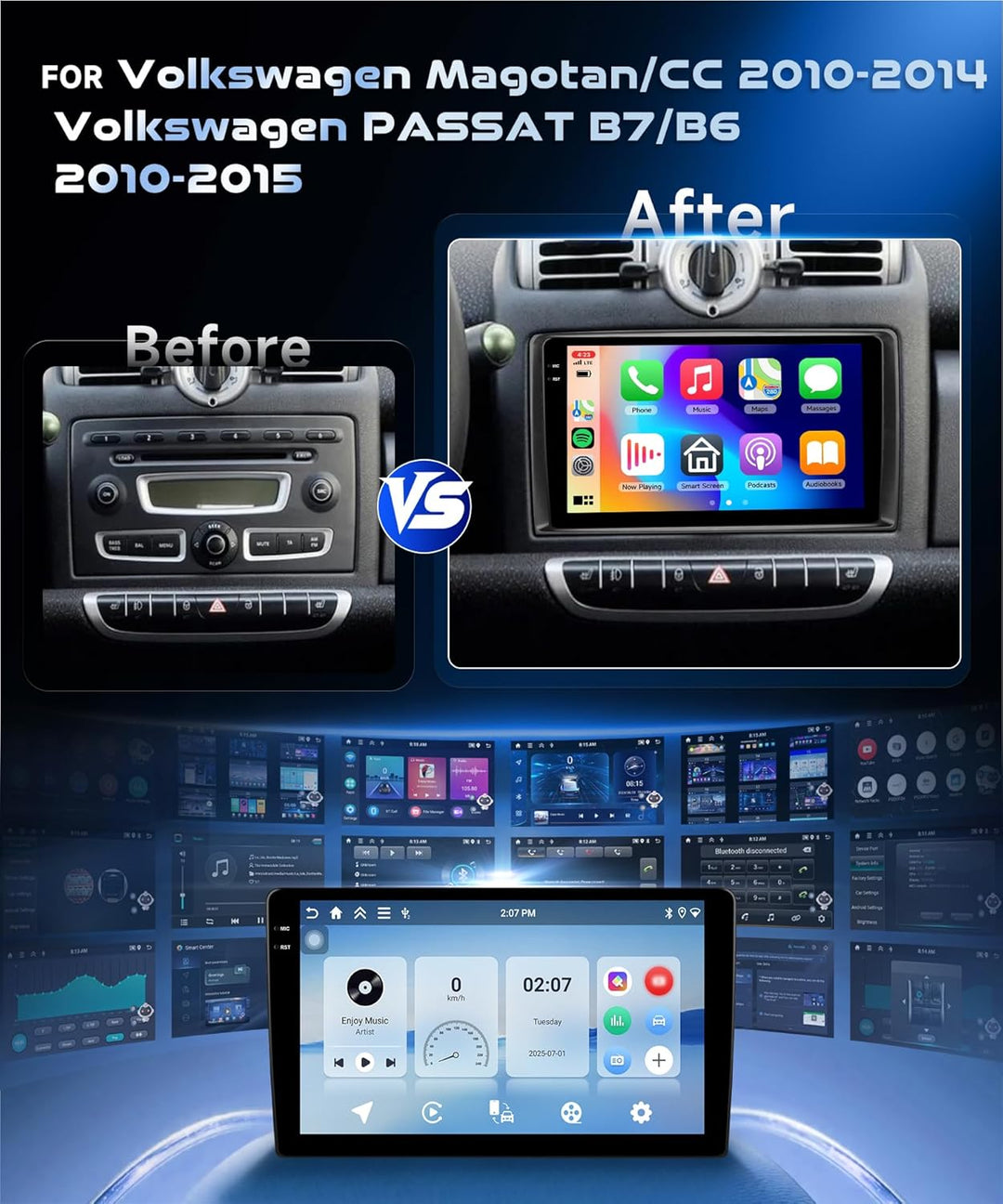 4G 128G VECHTEL 10.1" Bluetooth-Autoradio für VW Magotan/CC 2010-2014 Passat B7/B6 2010-2015 Carplay