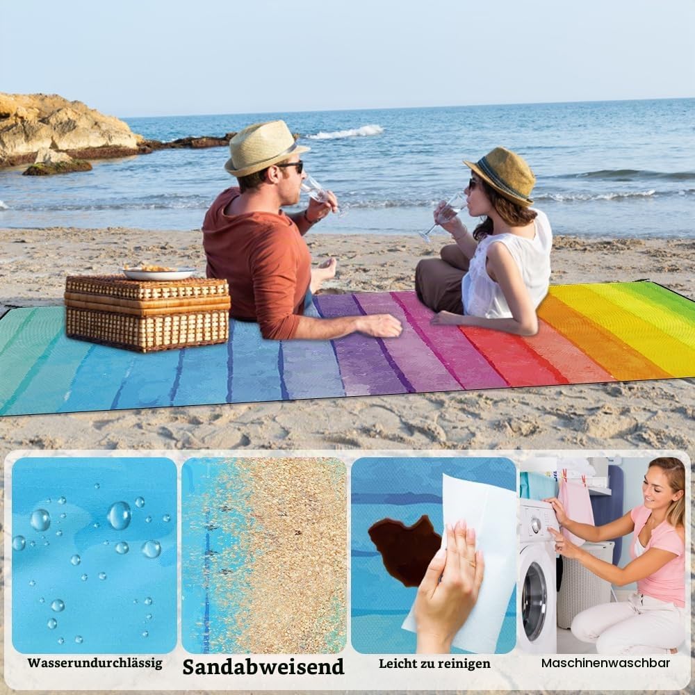 Stranddecke sandfrei, Extra gross 180 cm x 220 cm (Regenbogene-A) Regenbogene-a 180 x 220 cm (2-4 Pe