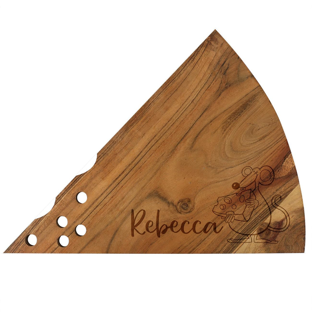 Herz & Heim® Käsebrett mit Gravur/Holz-Servierplatte für Käsespezialitäten (Maus), Maus