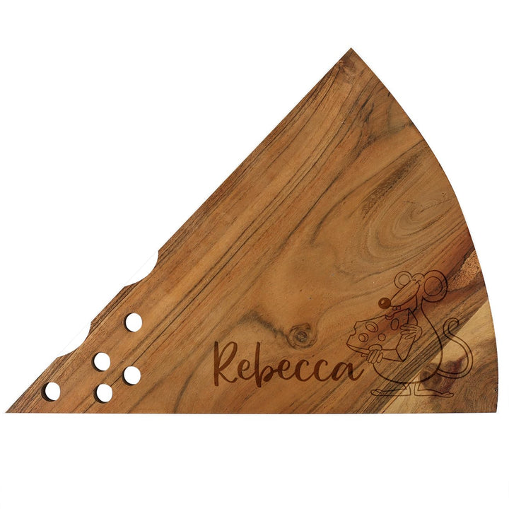 Herz & Heim® Käsebrett mit Gravur/Holz-Servierplatte für Käsespezialitäten (Maus), Maus