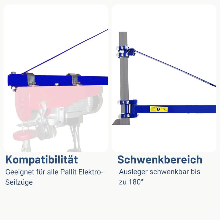Schwenkarm für Seilwinden 600 kg Tragkraft Kranarm Ausleger Lastarm SWIVEL Halterung für Flaschenzug