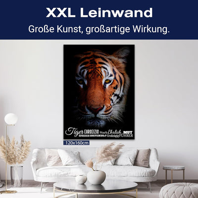 wandmotiv24 Leinwand-Bilder Tiere, Grösse 40x30cm, Hochformat, Tiger mit Charakter-Eigenschaften, Ra