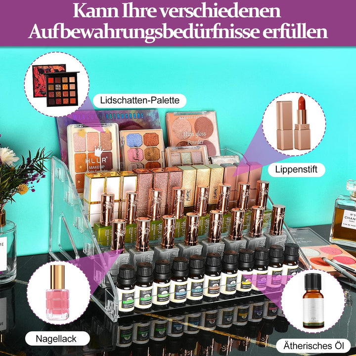 JessLab Nagellack Aufbewahrung, 6-Stufige Klarer Acryl Nagellack Halter Åtherische Öle Kosmetik Vitr