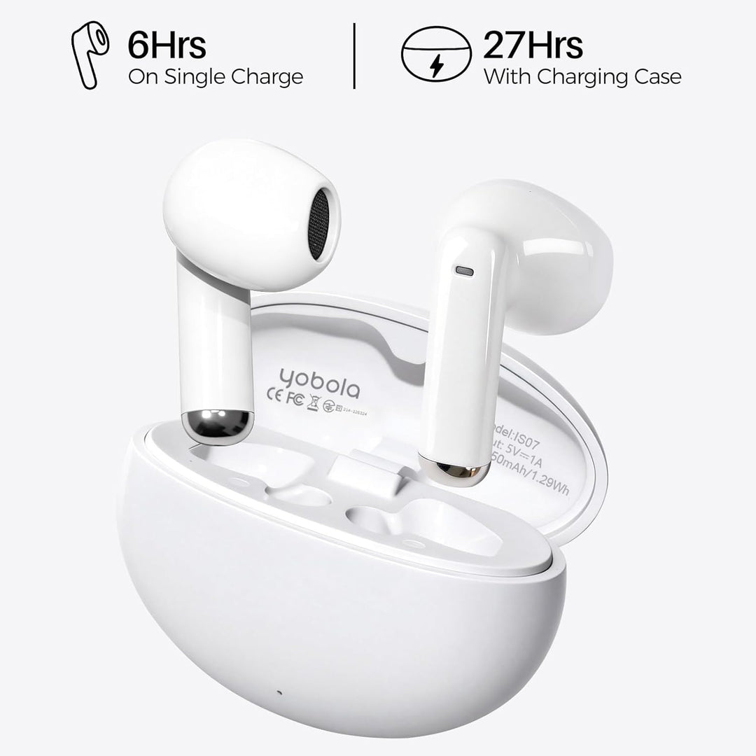 yobola Kopfhörer Kabellos Bluetooth 5.4, In-Ear Ohrhörer HiFi Stereo Bass mit 4 HD Mikrofone, Mini K