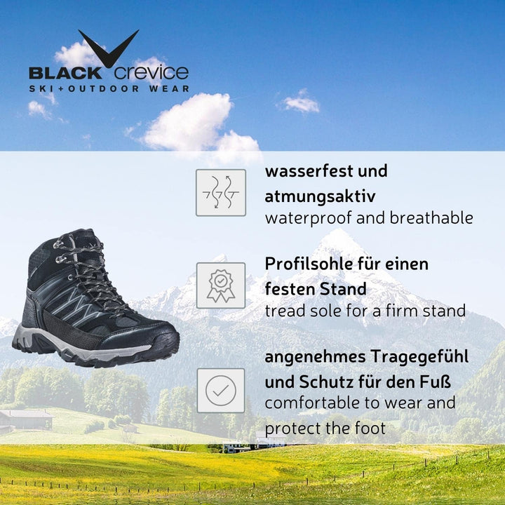 Black Crevice Trekkingschuhe Herren I High Cut Trekking Schuhe I Wasserfeste Wanderschuhe I Hochwert