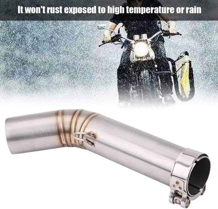 KIMISS Motorrad Auspuff Mittelrohr,51 mm Motorrad Auspuffrohr Edelstahl Auspuff Mittelstück mit Mont