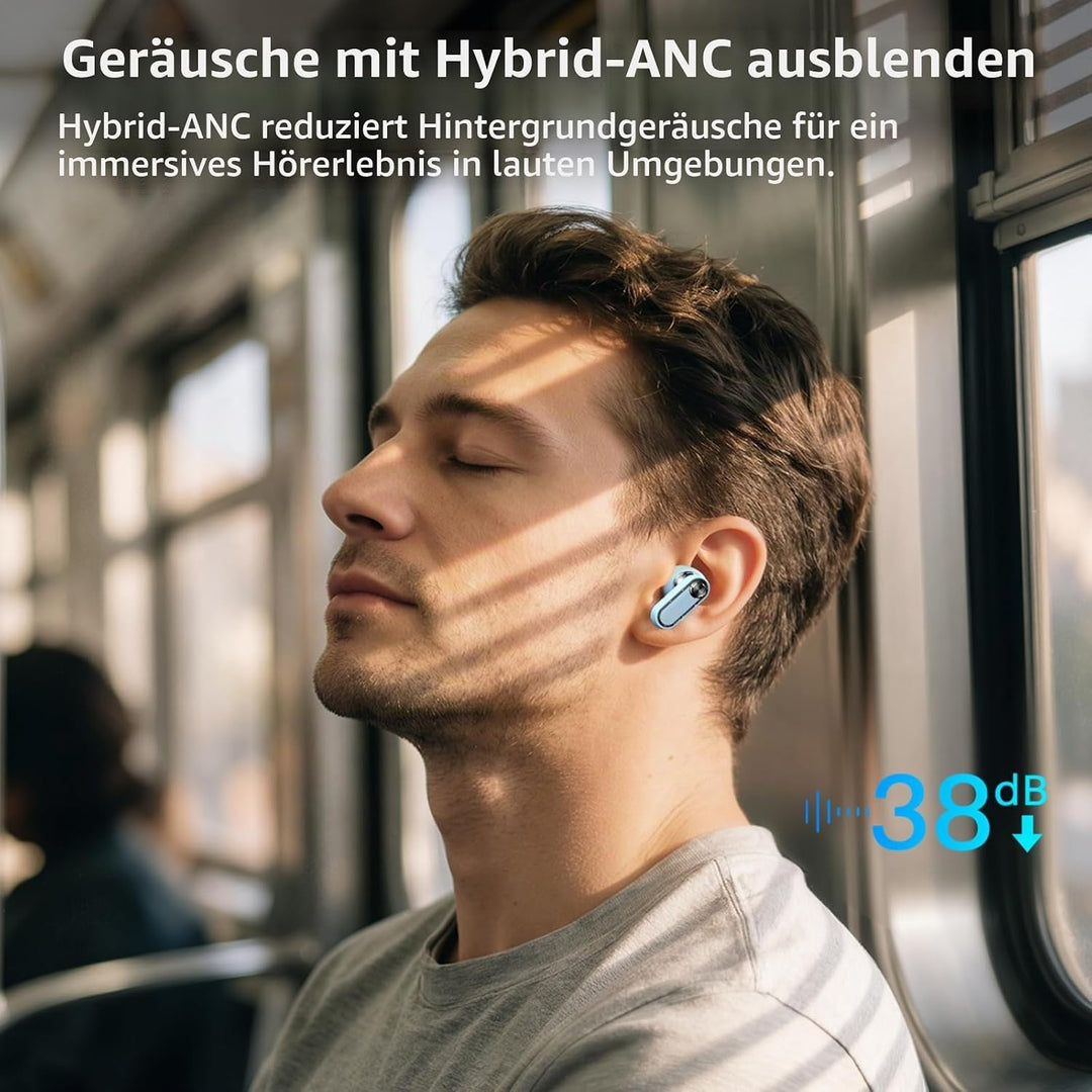 TOZO Crystal Pods Kabellose Bluetooth 5.4 In-Ear Kopfhörer, Hybrid Active Noise Cancelling, Dual-Mik