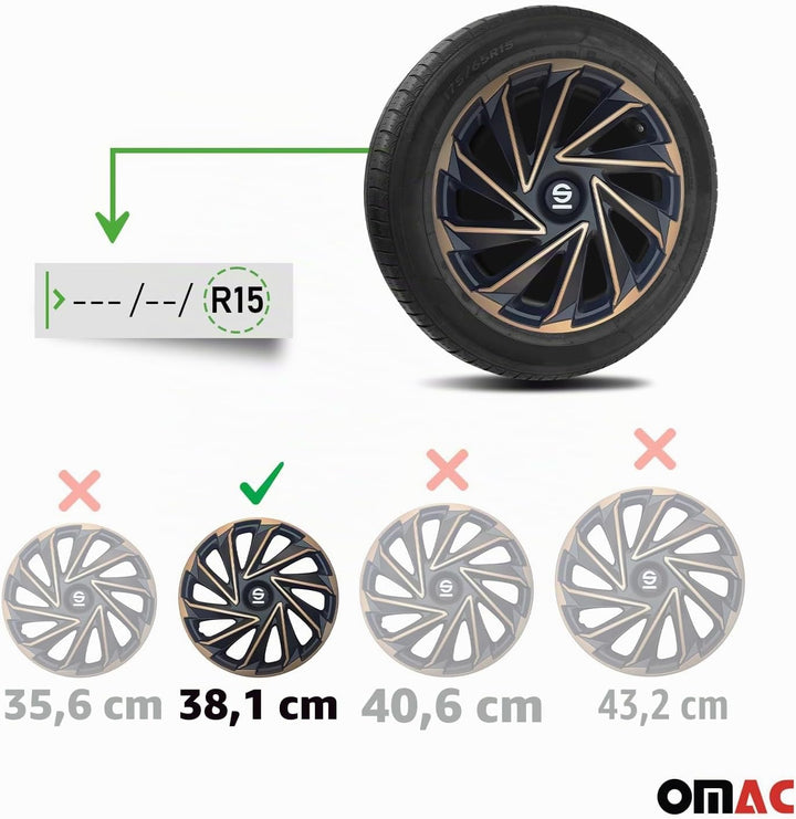 Sparco Radzierblenden Varese - 15-Zoll - Gold/Schwarz - Satz mit 4 Stück