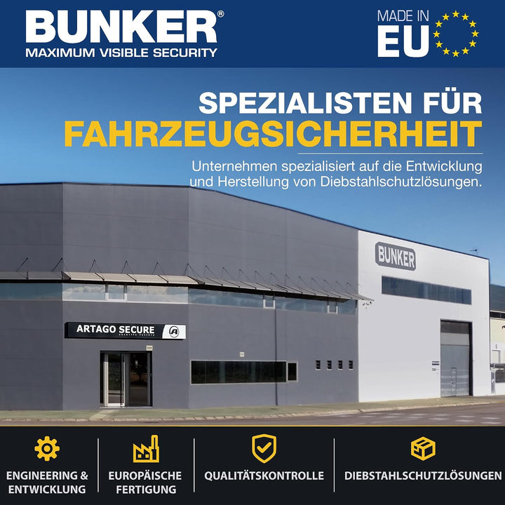 Bunker BA80N Hochwertige Lenkradkralle am Sitz verankert, Hochsicherer Anti-Bohr-Schloss, Stark Flex