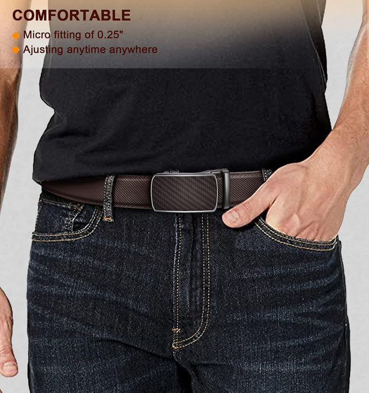 BULLIANT Gürtel Herren, Gürtel Ratsche Ledergürtel Automatikschliesse für Herren Anzug Business Klei