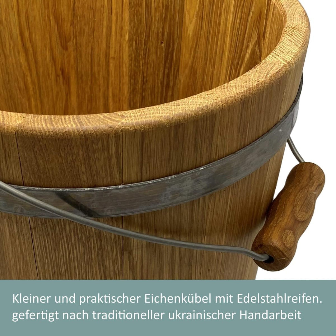 Waldmeister Sauna Set - Eichenholz Sauna Eimer 10 L und Saunakelle 1 L im Set - traditionelle ukrain