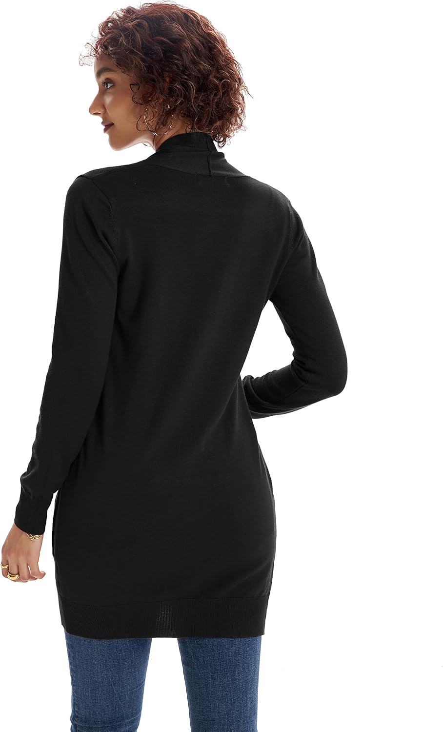 GRACE KARIN Damen Langarm Offene Strickjacke Lang Strickmantel Cardigan | Langarm, lang, Offene, mit