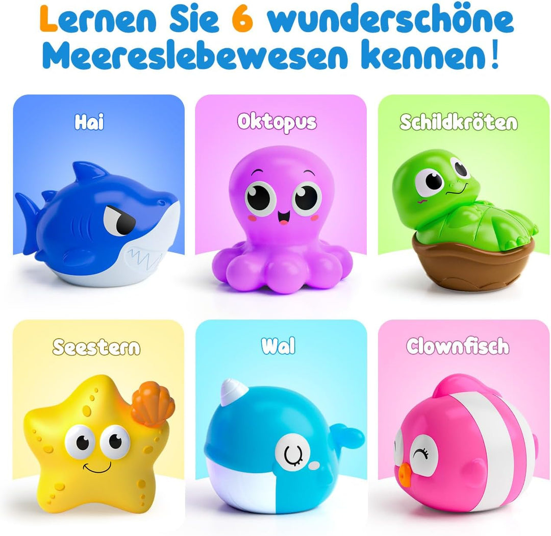 Badespielzeug Baby, Badewannenspielzeug, Baby ab 1 Jahr, Leuchtet Sensorik Wasserspielzeug Kinder, F