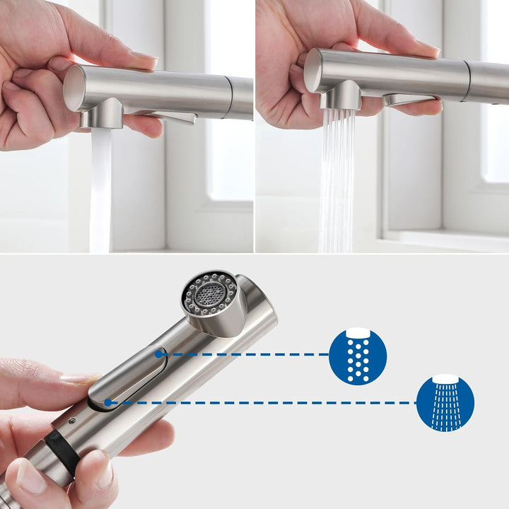 Auralum Niederdruck Armatur Küche, Küchenarmatur niederdruck, Niederdruck armatur mit Brause Zwei Wa