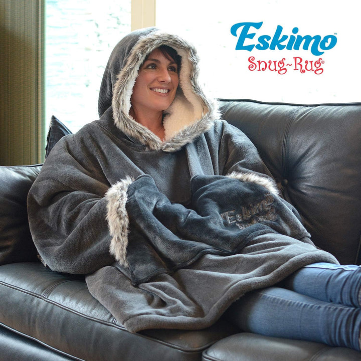 Snug Rug Eskimo Decke mit Ärmel Pullover Decken-Kapuzenpullover Übergrosse Sweatshirt Hoodie Kuschel