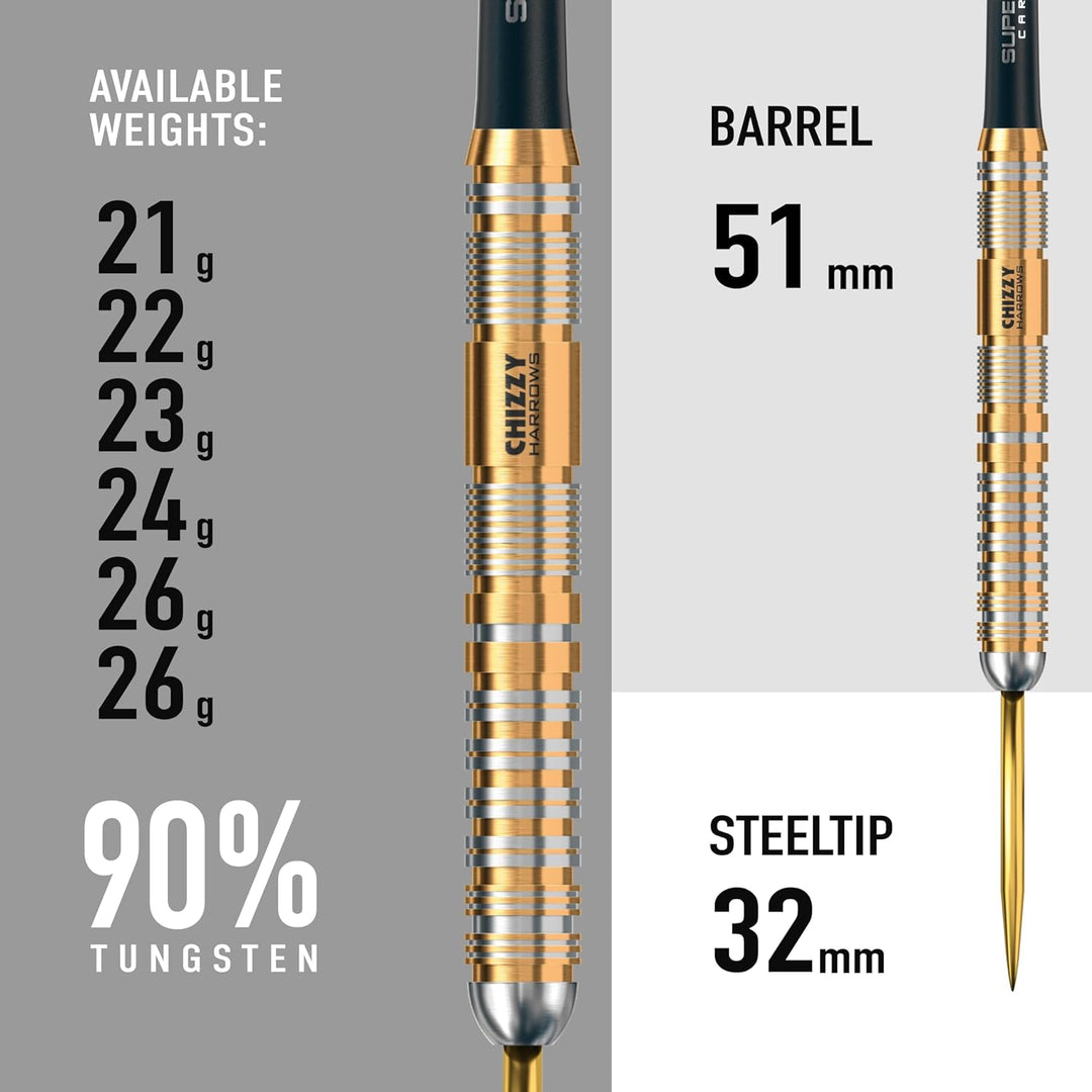 Harrows Steel Darts Dave Chisnall Chizzy Series 2 90% Tungsten Steeltip Dart Steeldart Hochwertiger
