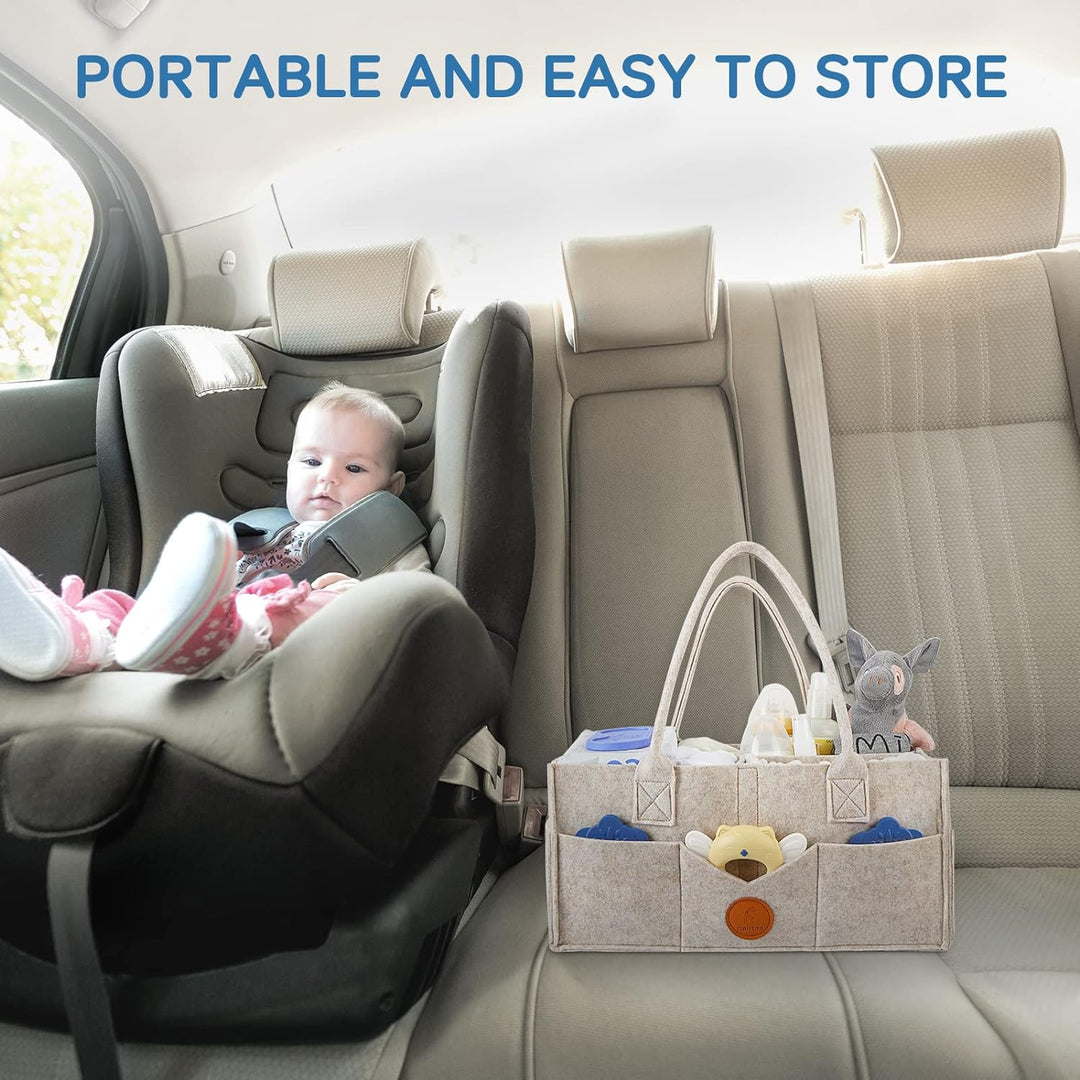 Maliton Wickeltisch Organizer，Baby Windel Caddy Newborn Essentials ，Robuster Tragbarer Filztasche, B