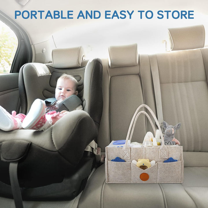 Maliton Wickeltisch Organizer，Baby Windel Caddy Newborn Essentials ，Robuster Tragbarer Filztasche, B