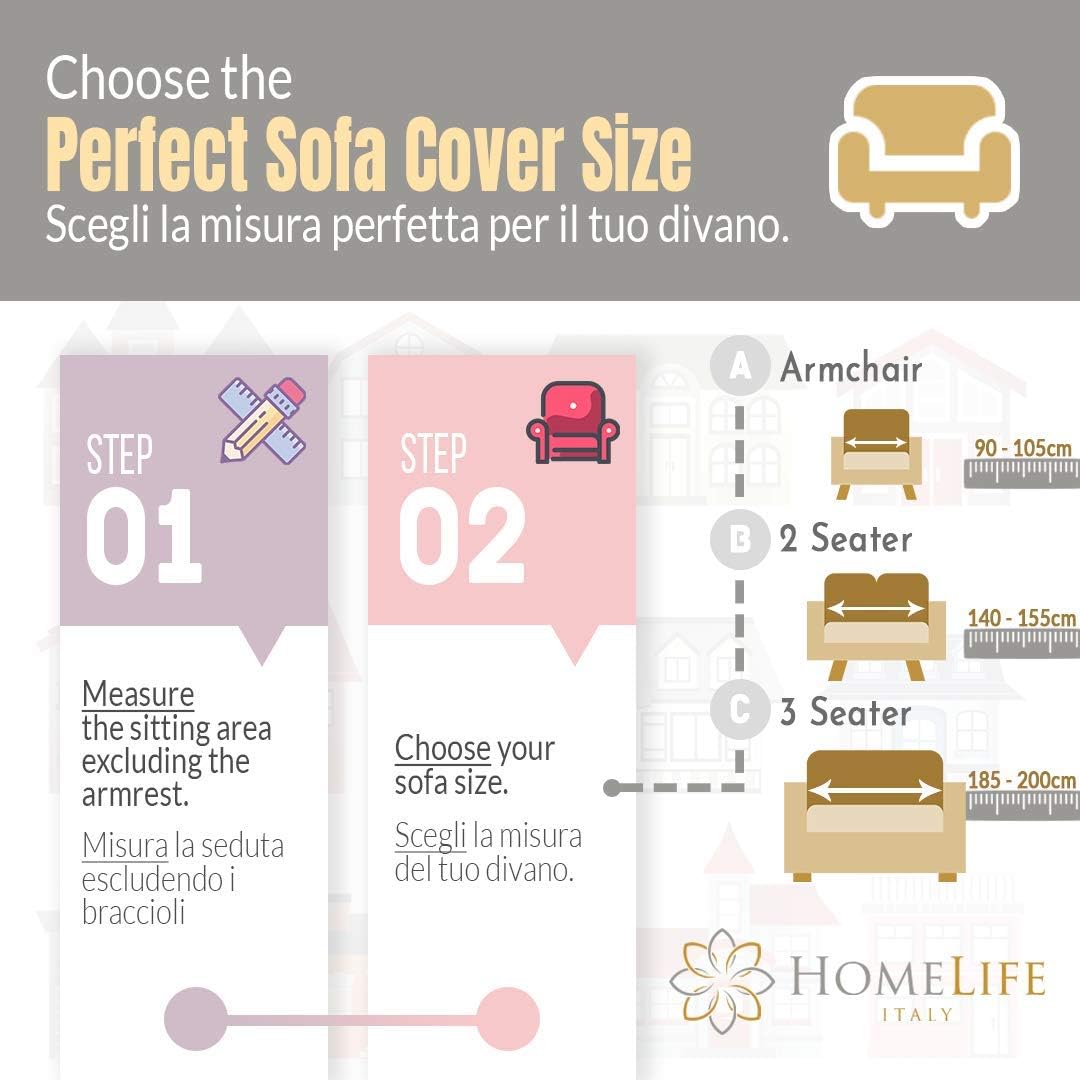 HomeLife Sofabezug Beige & Couch Überzug | weicher Sessel & Sofa Überzug & Sofaüberwurf Decke karier