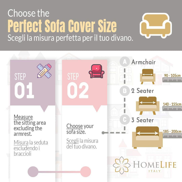 HomeLife Sofaüberwurf für 2-Sitzer oder 3-Sitzer – Eleganter Überwurf aus Baumwolle für Sofa und Sch