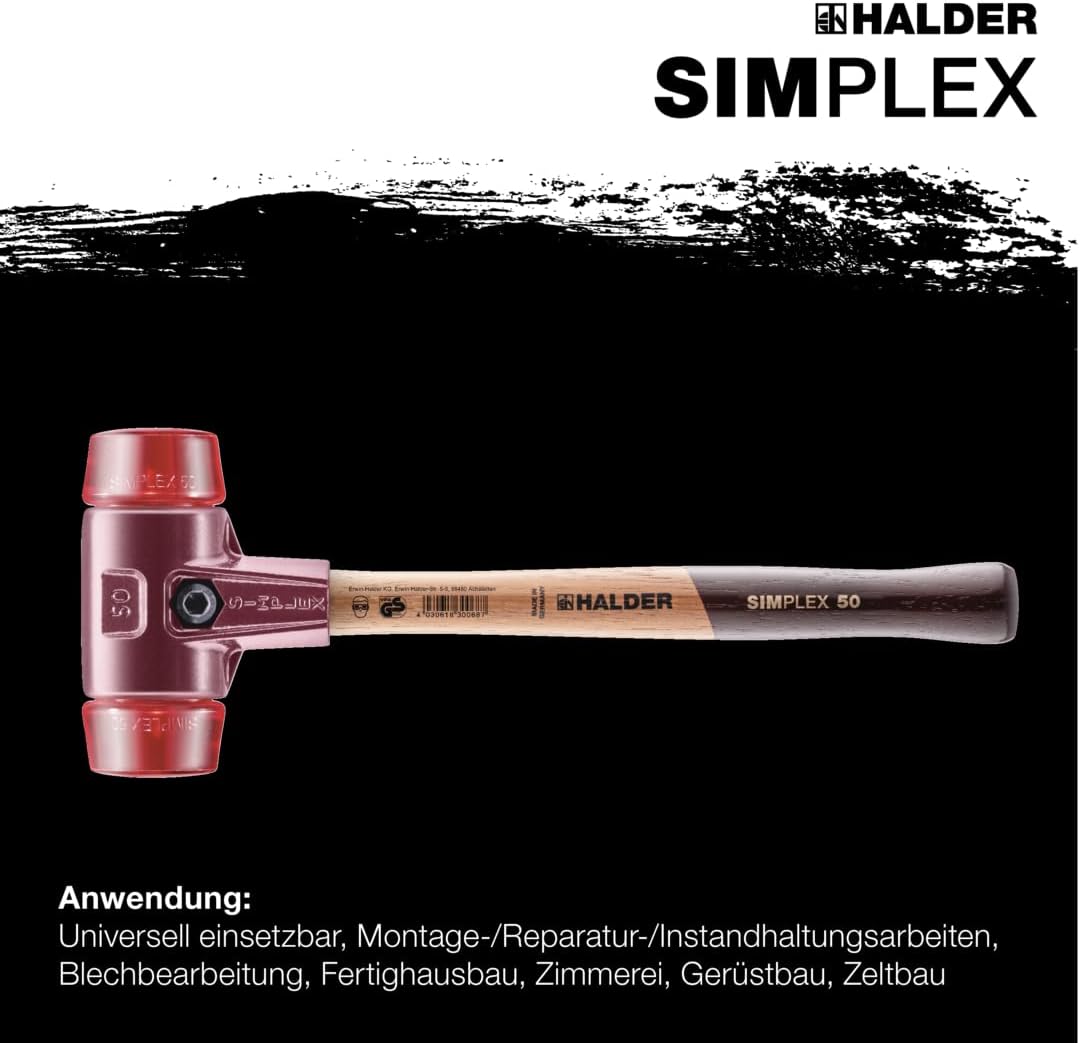 SIMPLEX-Schonhammer, Plastik; mit Tempergussgehäuse und hochwertigem Holzstiel | D=60 mm | 3006.060